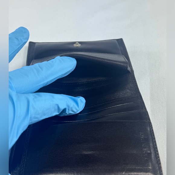 Prada Snap Button Trifold Wallet Bronze Metallic Brown Leather Cardholder Italy - Picture 14 of 15